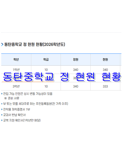 동탄중학교 정현원 현황